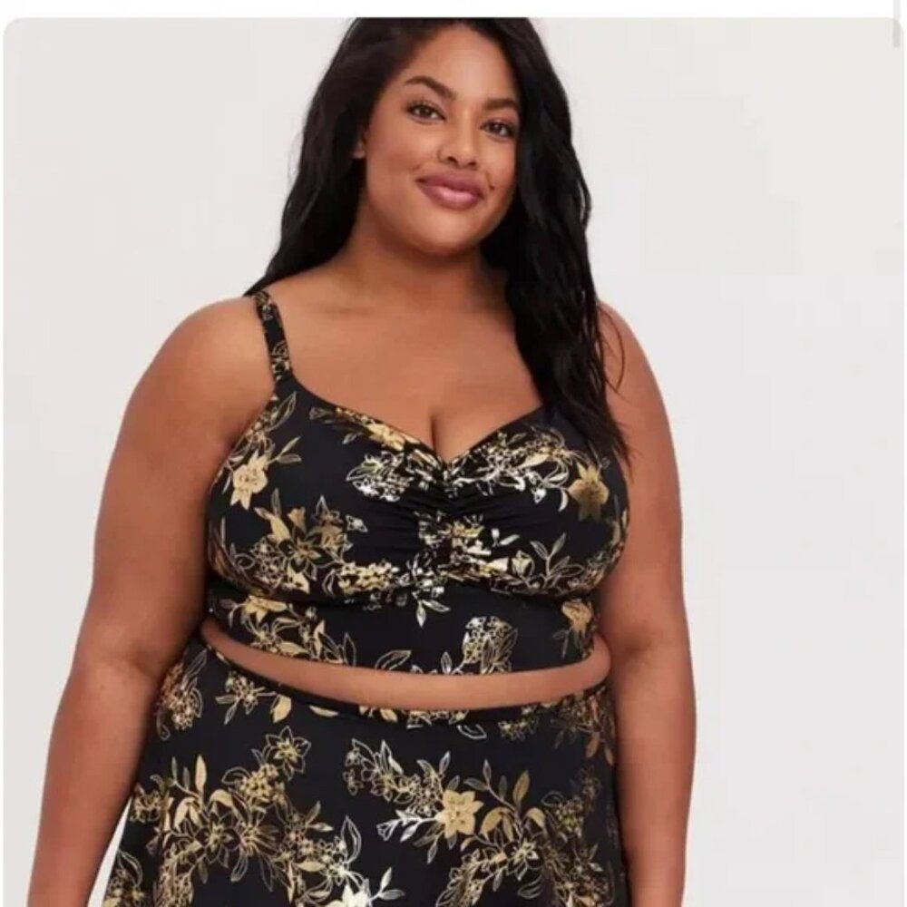 Torrid Black and Gold Floral Bikini